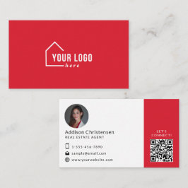 Affärskortet Red Real Gods Logotyp Photo QR-kod Visitkort