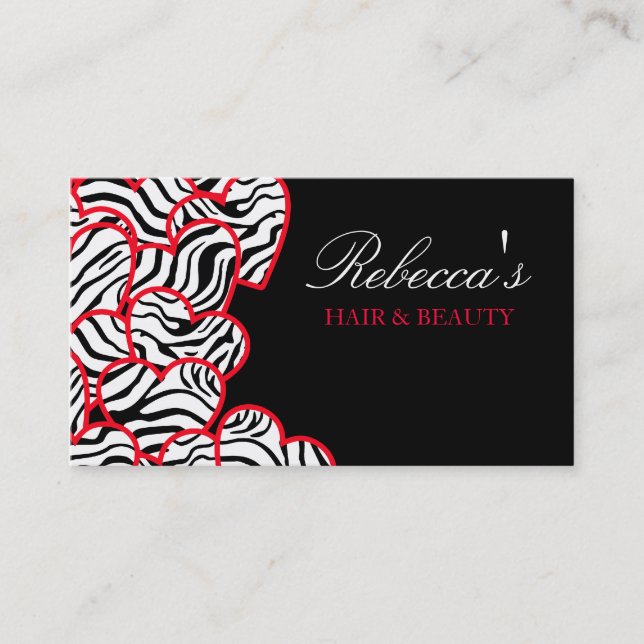 Affärskortet Red zebra Hearts Design Visitkort (Framsida)