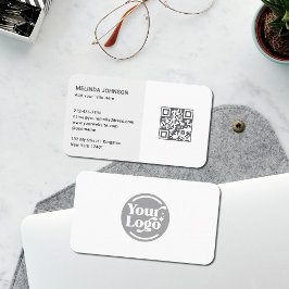 Affärskortet Ren enkel vit Logotyp QR-kod Visitkort