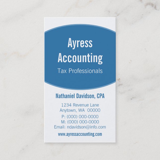 Affärskortet Rengör Kurvor, fetstil, blått Visitkort (Framsida)