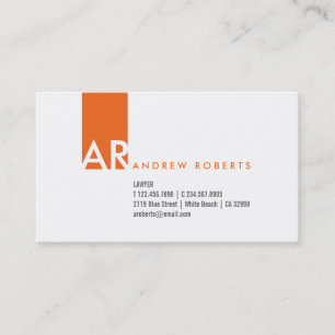 Affärskortet Rengör monogram vit Orange Visitkort
