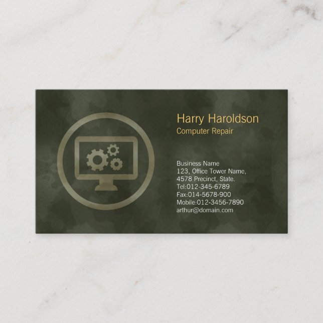 Affärskortet Reparera dator med ikonen Datorväxlar Visitkort (Framsida)