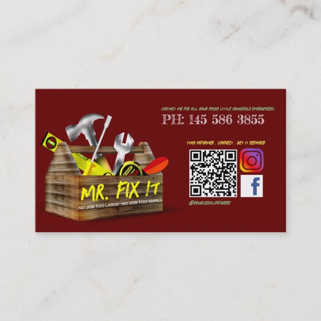 Affärskortet Reparera Handyman för gamla träverkty Visitkort (Framsida)