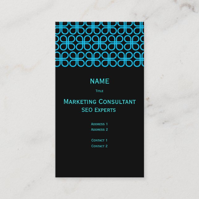 Affärskortet Retro Black & Aqua Visitkort (Framsida)