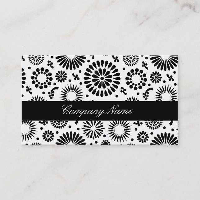 Affärskortet Retro Black white blommor Visitkort (Framsida)