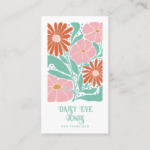 Affärskortet Retro Boho Blommigt Visitkort