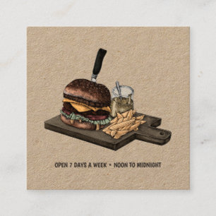 Affärskortet Retro Burger Kraft Fyrkantigt Visitkort