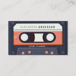 Affärskortet Retro Cassette Tape Music Red Visitkort