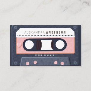 Affärskortet Retro Cassette Tape Music Rosa Visitkort