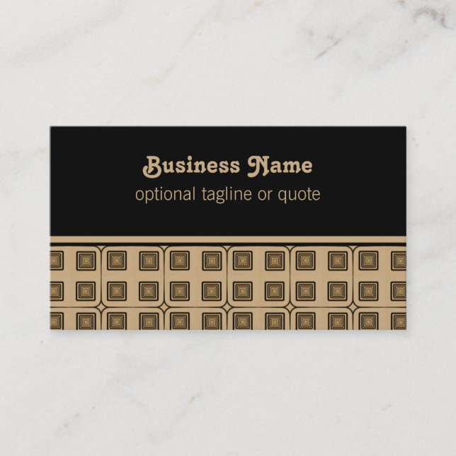 Affärskortet Retro Charm Squares, Guld Visitkort (Framsida)