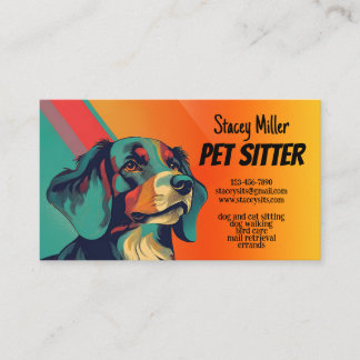 Affärskortet Retro Färg Hund Pet Sitta Visitkort