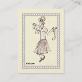 Affärskortet Retro Flapper Girl 1950's Teckning Visitkort