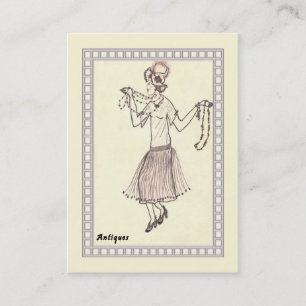Affärskortet Retro Flapper Girl 1950's Teckning Visitkort