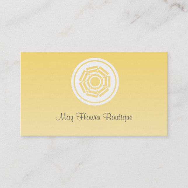 Affärskortet Retro Flower, Gult Visitkort (Framsida)