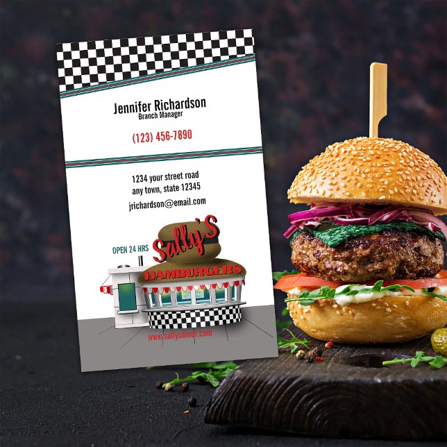 Affärskortet Retro Hamburger Stativ Visitkort (Skapare uppladdad)