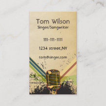 Affärskortet Retro Rustic microphone singer Music