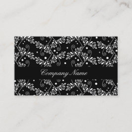 Affärskortet Retro svartvit blommigt Visitkort