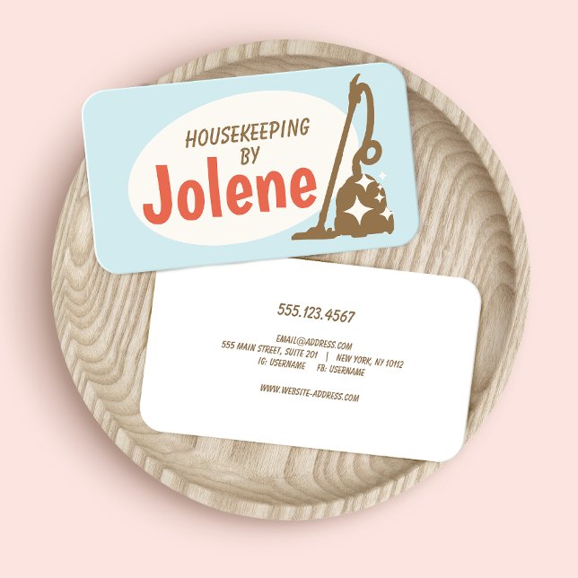 Affärskortet Retro Vacuum House Cleaner Service Visitkort (Skapare uppladdad)