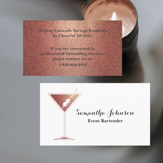 Affärskortet Ro Guld Glitter Händelse Bartender Visitkort (Skapare uppladdad)
