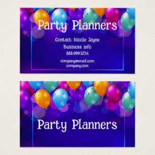 Affärskortet roligt Balloon Party eller Event Plan Visitkort