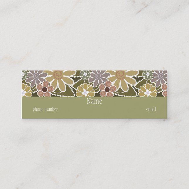 Affärskortet Roligt Blommigt Smala Mini Visitkort (Framsida)
