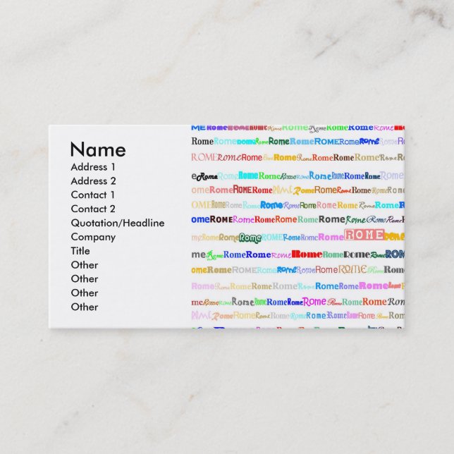 Affärskortet Rom Visitkort (Framsida)