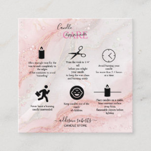 Affärskortet rosa Aesthetic Candle Care Square Fyrkantigt Visitkort