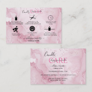 Affärskortet rosa Aesthetic Candle Care Square Visitkort