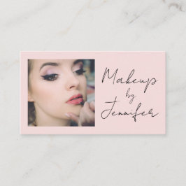 Affärskortet Rosa Black Script Photo Makeup Visitkort