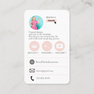 Affärskortet rosa Cute QR-kodfoto Visitkort