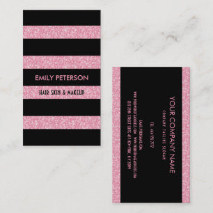 Affärskortet rosa Glitter och Svarta Rand Visitkort