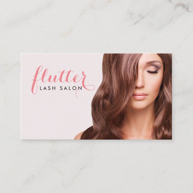 Affärskortet Rosa Lash Salon Photo Visitkort (Framsida)