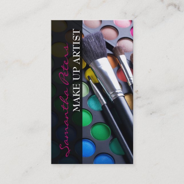 Affärskortet rosa Makup Artist Palette-pensel Visitkort (Framsida)