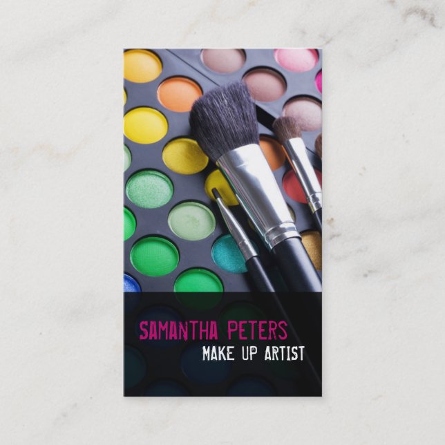 Affärskortet rosa Makup Artist Palette-pensel Visitkort (Framsida)