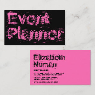 Affärskortet rosa och svart Grunge Typography Visitkort