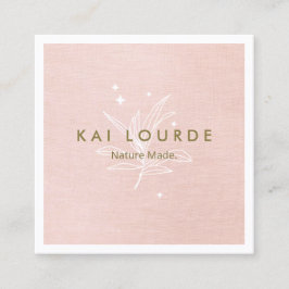 Affärskortet  Rosa Plant Löv Square Fyrkantigt Visitkort