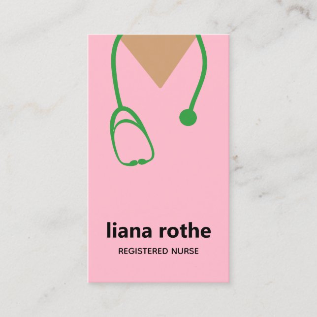 Affärskortet rosa Scrubs och Stethoscope Visitkort (Framsida)