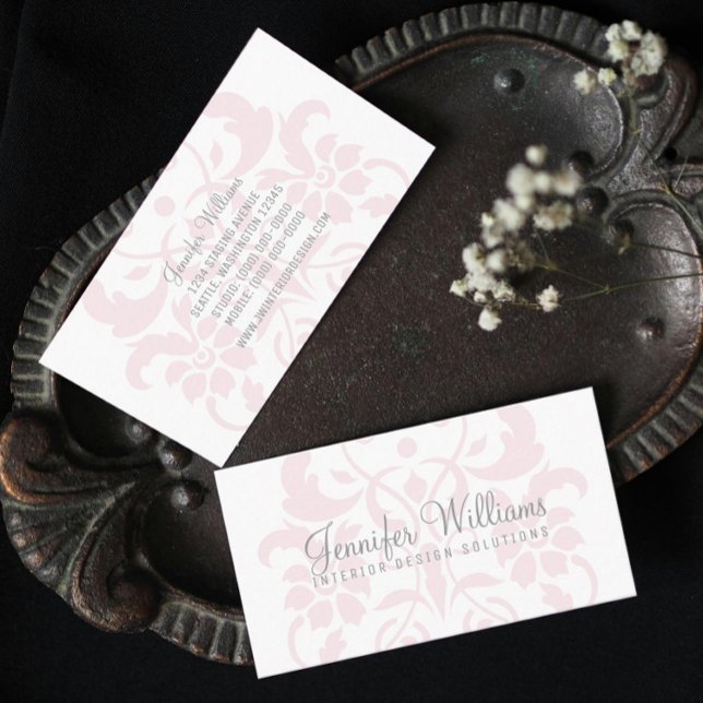 Affärskortet  Rosa subtle Damask Visitkort (Blush Pink Subtle Damask Business Cards)