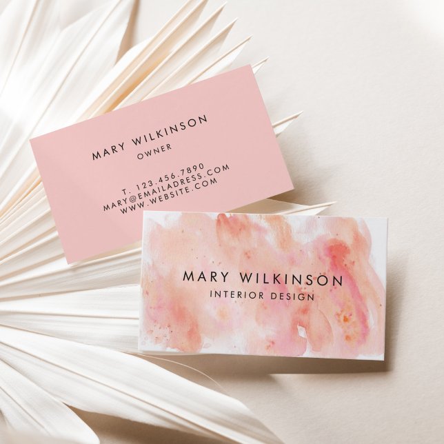 Affärskortet rosa vattenfärgsbakgrund visitkort (Pink Watercolor Background Business Card)