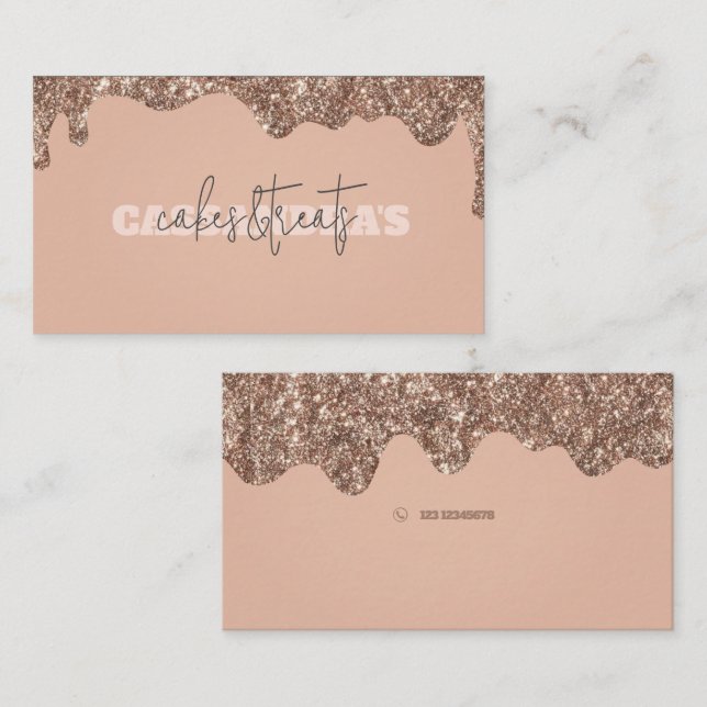Affärskortet Rosegold Cakes and Treats Visitkort (Fram/baksida)