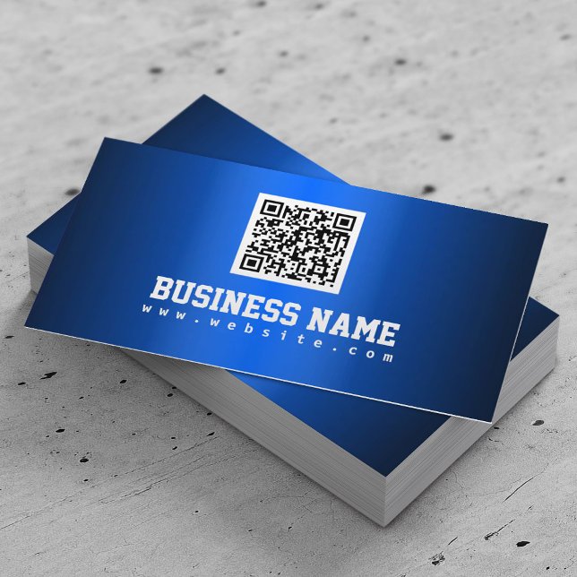 Affärskortet royal Blue Metallic QR-kod Visitkort (Skapare uppladdad)