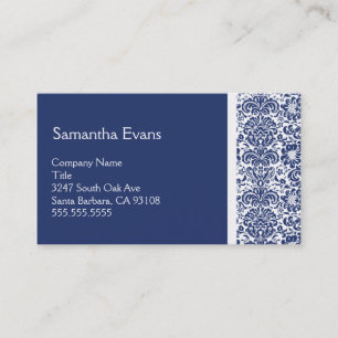 Affärskortet Royal Blue och White Damask Visitkort