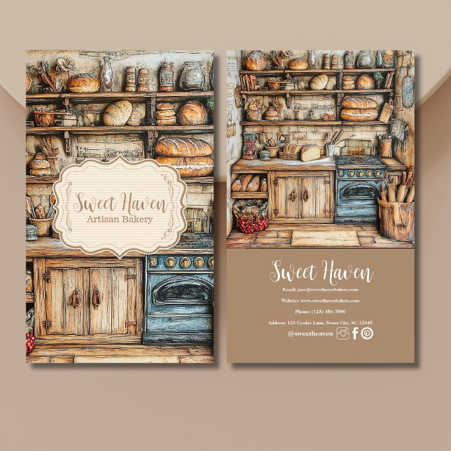 Affärskortet Rustic Bakery Junk Journal Visitkort (Skapare uppladdad)