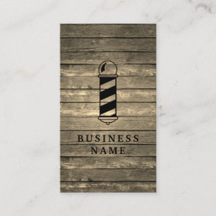 Affärskortet Rustic Barber Shop Wood Visitkort