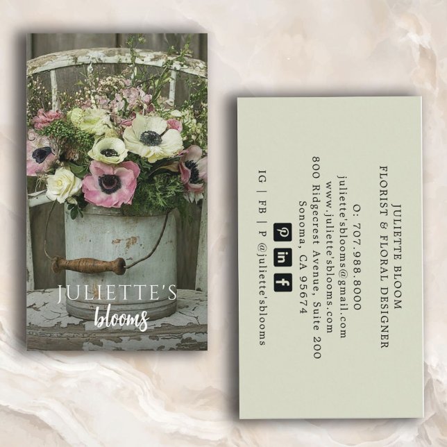Affärskortet Rustic Blommigt Florist Gardener Visitkort (Skapare uppladdad)