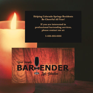 Affärskortet Rustic Cherrywood Event Bartender Visitkort