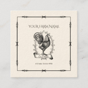 Affärskortet Rustic Chicken Farm Logotyp Square Fyrkantigt Visitkort