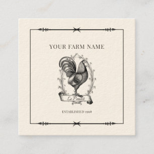 Affärskortet Rustic Chicken Farm Logotyp Square Fyrkantigt Visitkort