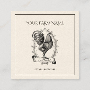 Affärskortet Rustic Chicken Farm Logotyp Square Fyrkantigt Visitkort