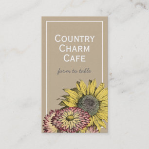 Affärskortet Rustic Kraft Papper Solros Blommigt Visitkort